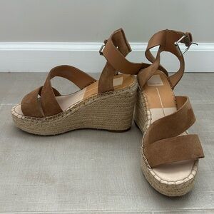 Dolce vita, tan suede wedged espadrilles, size 9